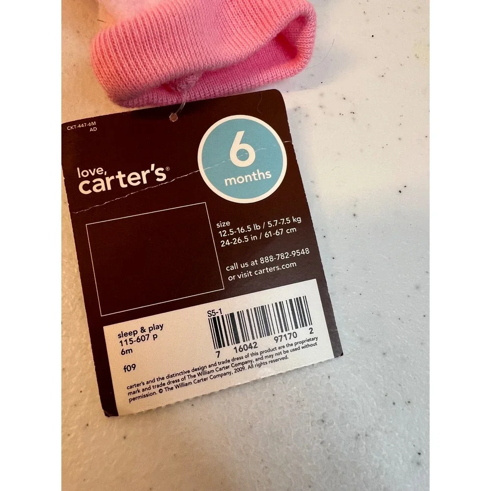 Carters Baby Girls Pink Fleece Snowman Snowflake Sleep and Play Pajamas 6 Months